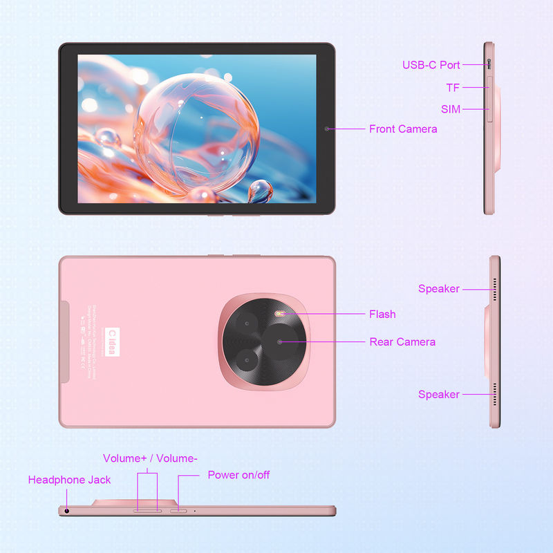 C idea Android Tablet 5G Dukungan SIM 9 Inch Tablet PC Dengan Case dan Pen CM935 pink