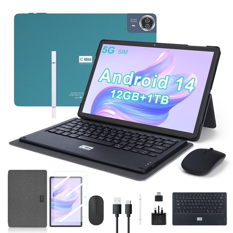 C Idea 14 Inch Tablet Storage Besar Smart Tablet PC dengan Keyboard CM14000 ditambah biru