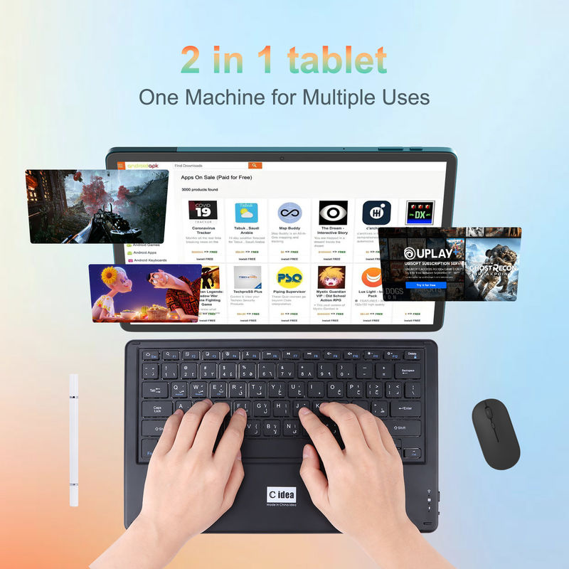 C Idea 14 Inch Tablet Storage Besar Smart Tablet PC dengan Keyboard CM14000 ditambah biru