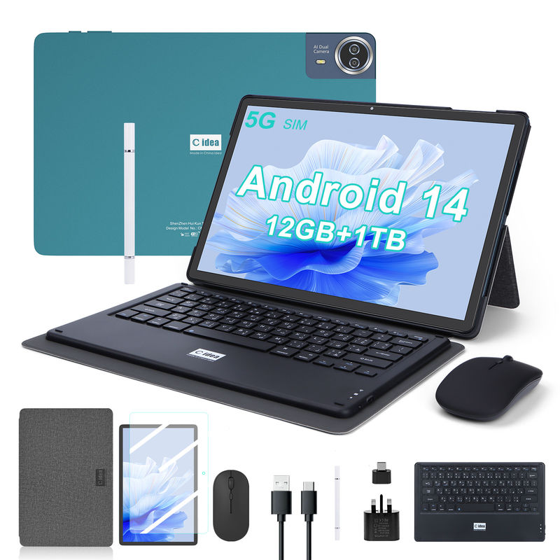 C Idea 14 Inch Tablet Baterai Besar Smart Tablet PC dengan Keyboard dan Mouse CM14000 plus biru