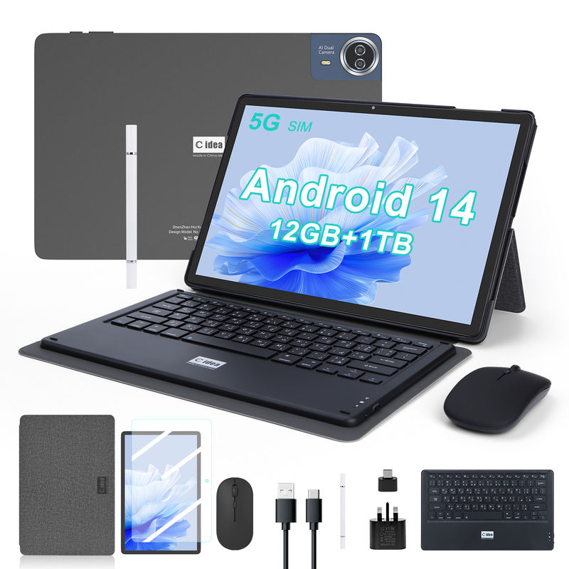 C Idea 14 Inch Tablet PC Tablet Android terbaru untuk orang dewasa Bekerja CM14000 plus Hitam