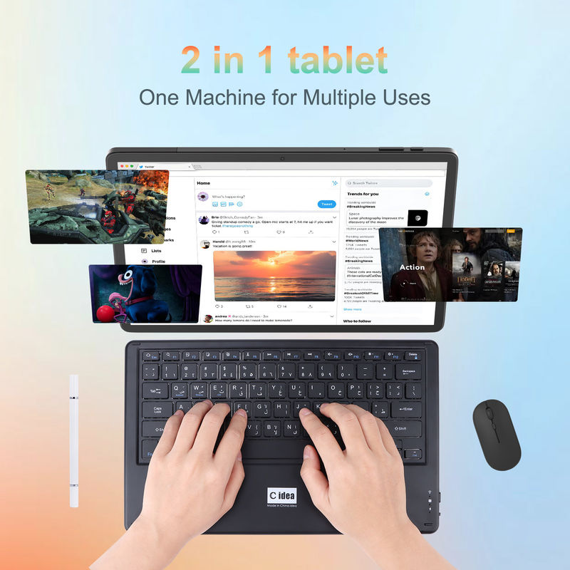 C Idea 14 Inch Tablet PC Tablet Android terbaru untuk orang dewasa Bekerja CM14000 plus Hitam