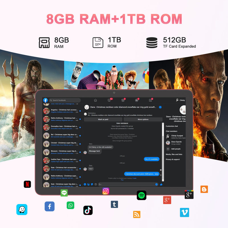 C Idea Tablet 10,1 Inci 5G LTE Tablet Touch Screen Tablet Pc Untuk Penggunaan Harian CM8300 Plus Merah