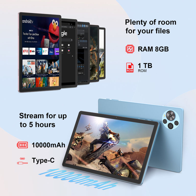 Tablet Android 14 C Idea 10,5 Inci Layar 2k Tablet Pintar PC CM10500 Plus Biru