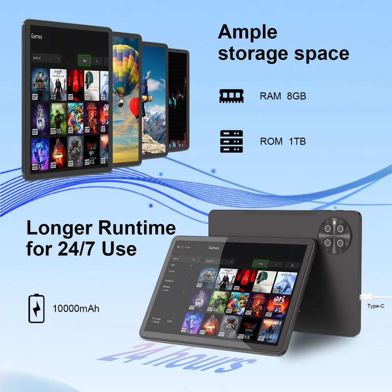 Tablet Android C Idea 10.1 Inci 15 8GB RAM 1TB ROM Model CM8800plus Hitam