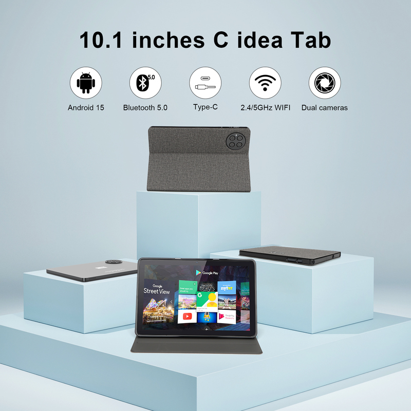 C Idea 10,1 Inch Tablet PC Android 15 Tablet Dengan Keyboard Dan Mouse CM8800plus Gray