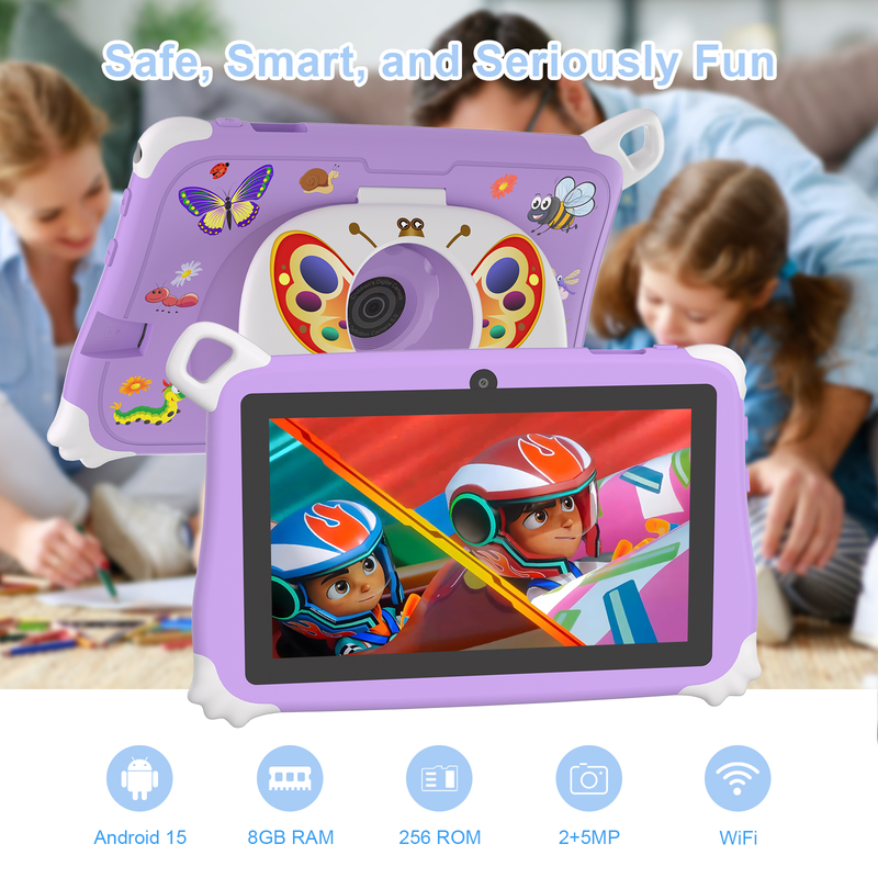 Tablet Anak C Idea Android 15 8+256GB Tablet Edukasi Kidspad dengan Aplikasi Ramah CM86 ungu