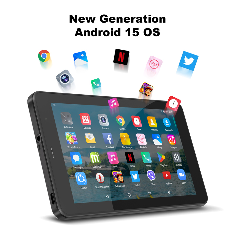 Tablet Wifi C idea 7 inci dengan Casing Penyimpanan 8+256GB Prosesor Quad Core Layar Sentuh IPS 600x1024 CM516 hitam