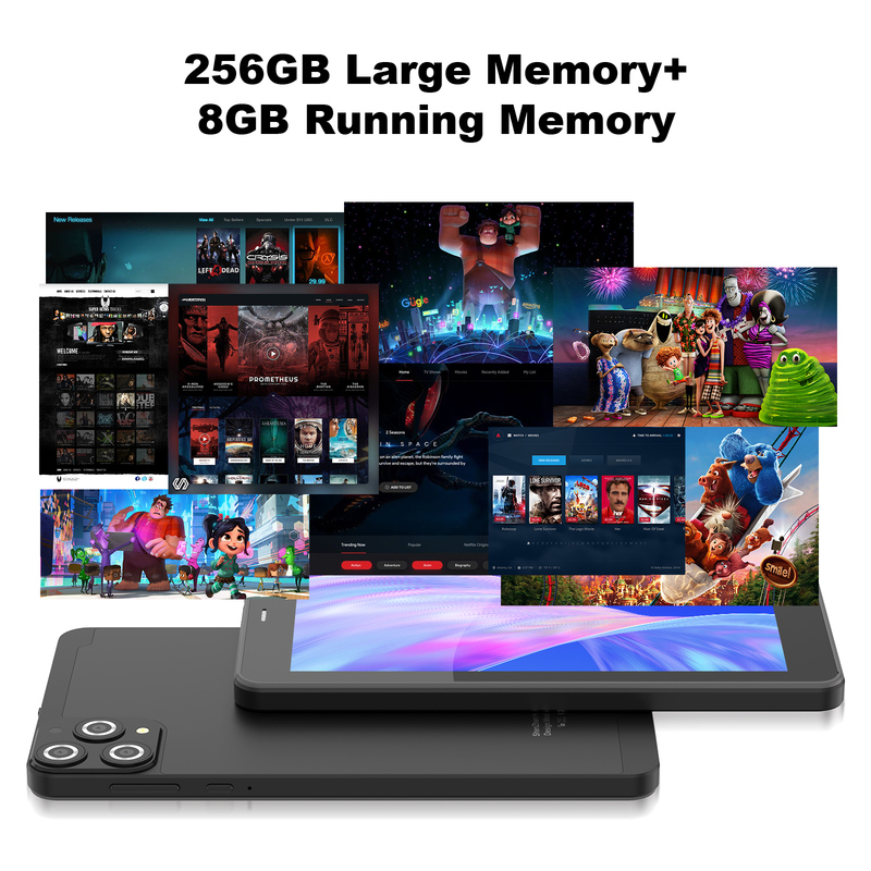 Tablet Wifi C idea 7 inci dengan Casing Penyimpanan 8+256GB Prosesor Quad Core Layar Sentuh IPS 600x1024 CM516 hitam