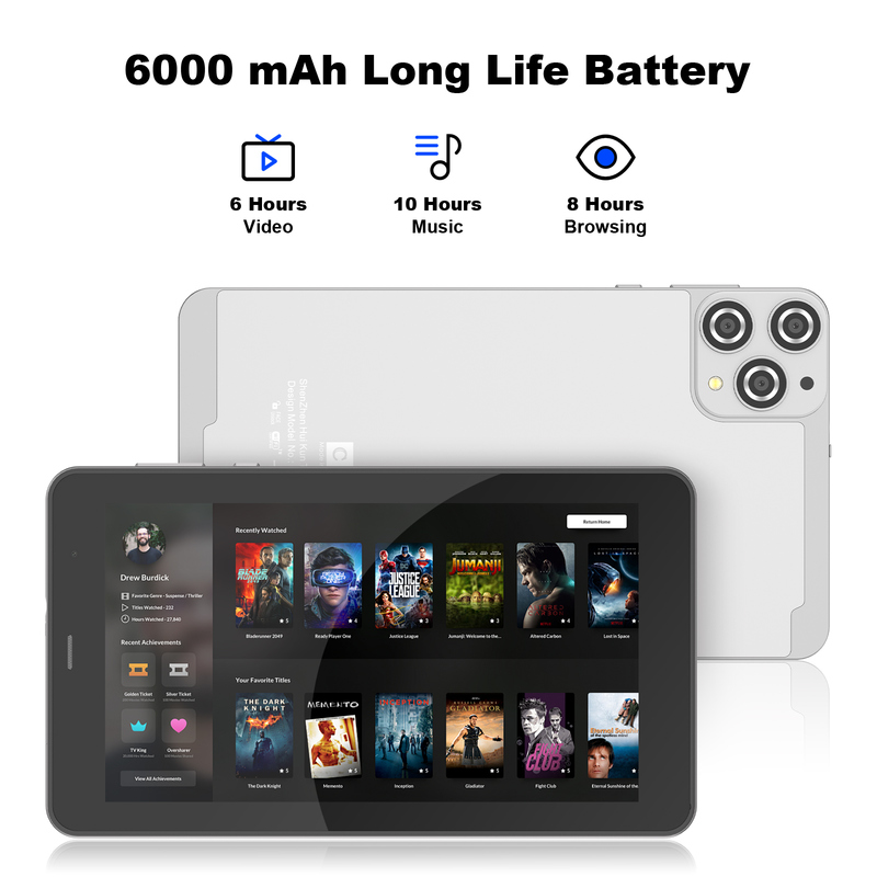 C idea Tablet Wifi 7 inci dengan Case 8+256GB Storage Quad Core Processor 600x1024 IPS Touchscreen CM516 perak