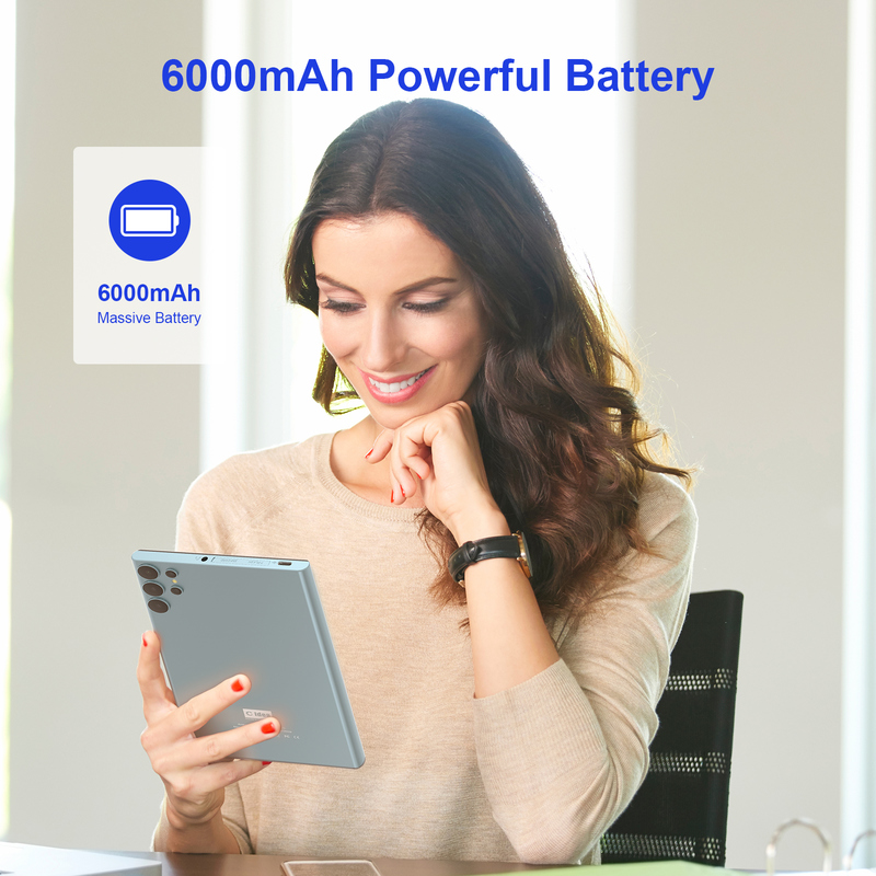 Tablet Wifi C idea 7 inci dengan Casing Penyimpanan 8+256GB Prosesor Quad Core Layar Sentuh IPS 600x1024 CM524 biru