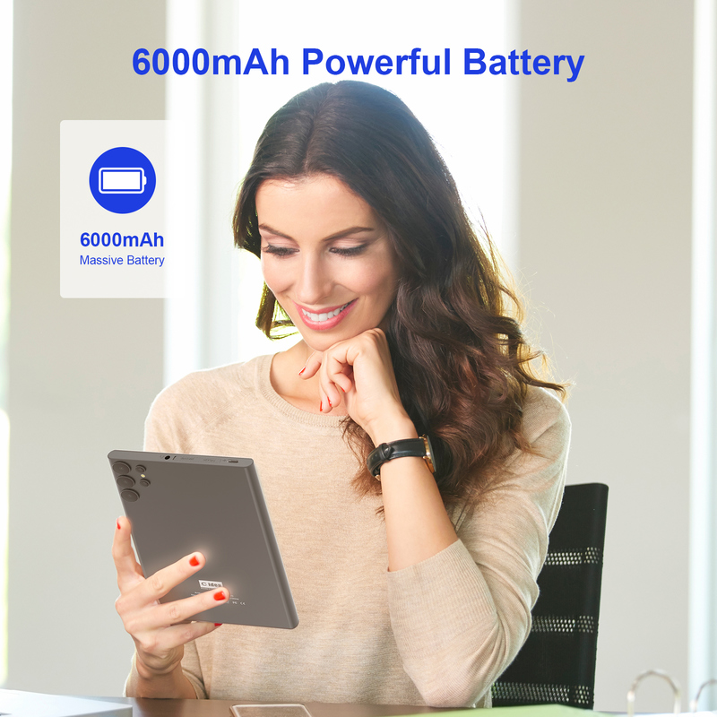 Tablet Wifi C idea 7 inci dengan Casing Penyimpanan 8+256GB Prosesor Quad Core Layar Sentuh IPS 600x1024 CM524 abu-abu