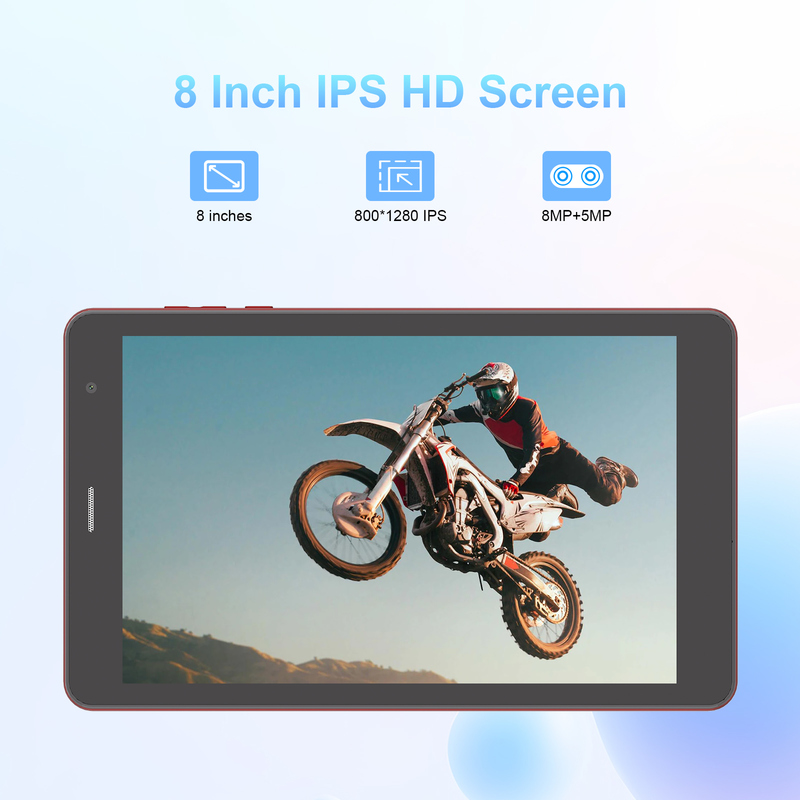 Tablet Wifi C idea 8 inci dengan Penyimpanan 8+512GB Prosesor Quad Core 800x1280 IPS Layar Sentuh merah CM817 Pro
