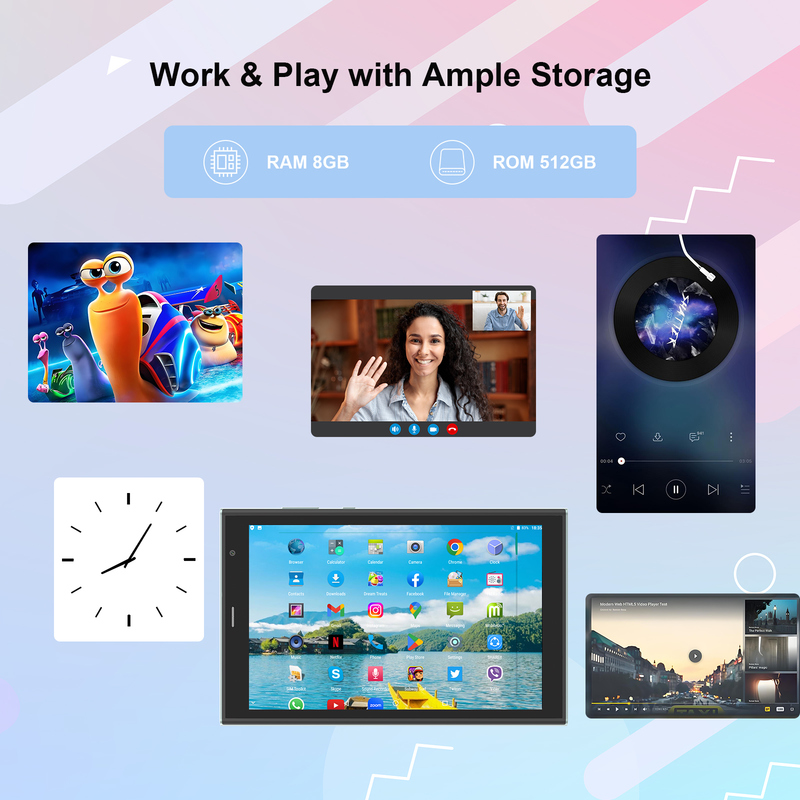 Tablet Wifi C idea 8 inci dengan Penyimpanan 8+512GB Prosesor Quad Core Layar Sentuh IPS 800x1280 hijau CM824