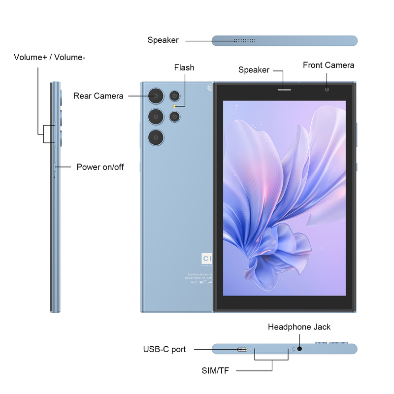 Tablet Wifi C idea 8 inci dengan Penyimpanan 8+512GB Prosesor Quad Core 800x1280 IPS Layar Sentuh biru CM824