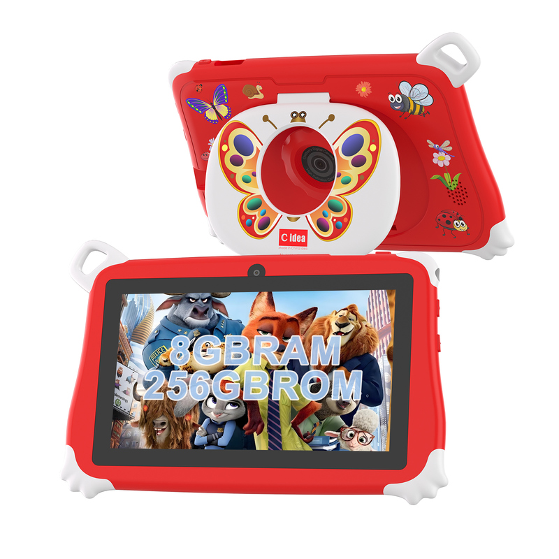 C Idea Android 15 Kids Tablet 8+256GB Tablet Pendidikan Kidspad dengan Friendly APP CM86 merah