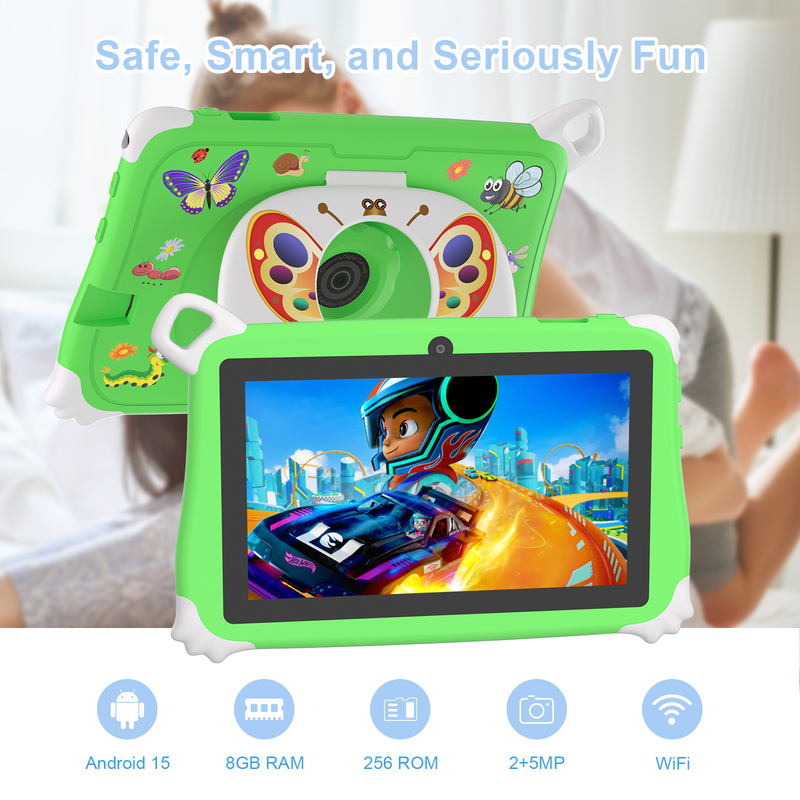 Tablet Anak C Idea Android 15 8+256GB Tablet Edukasi Kidspad dengan Aplikasi Ramah CM86 hijau