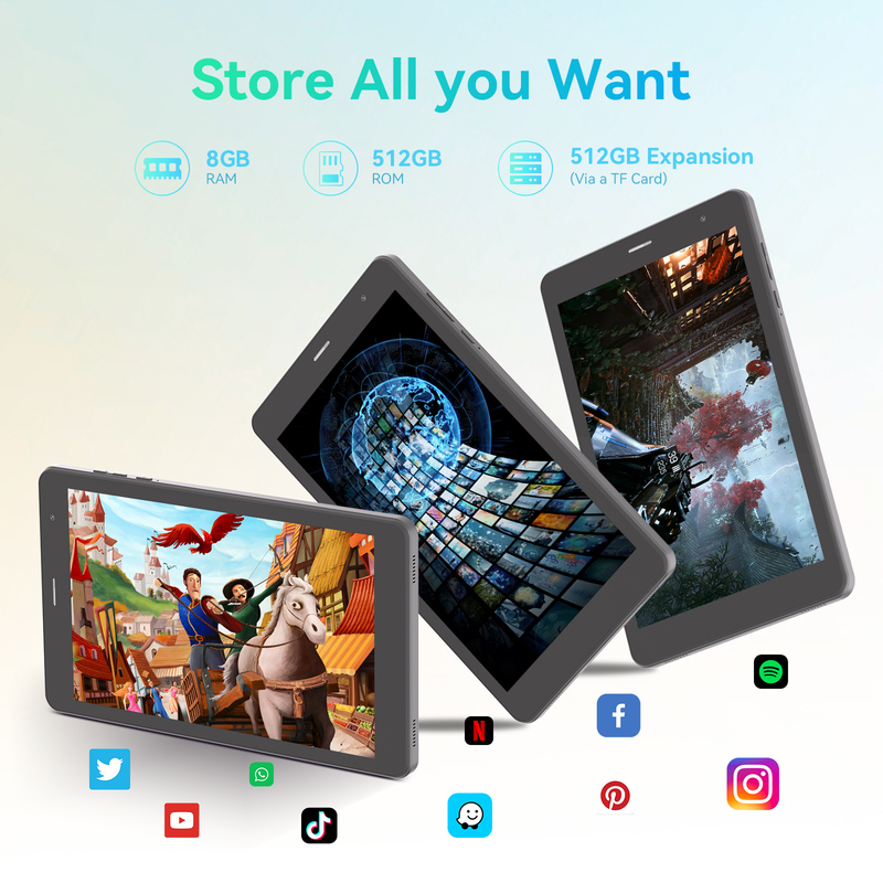 Tablet C idea Youth 8 Inci Android 15 dengan Layar Cahaya Hitam, WiFi, 8GB + 512GB, 800*1280 IPS incell CM828
