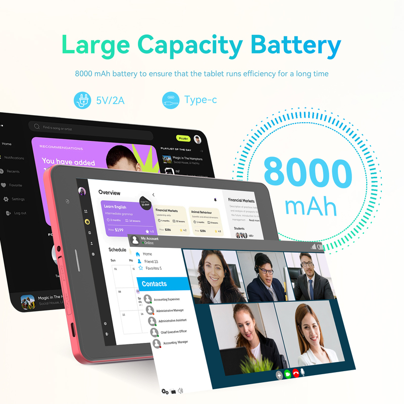 C idea Youth red 8 Inch Tablet Android 15 dengan slot kartu tf, WiFi,8GB +512GB, 800*1280 IPS incell CM828