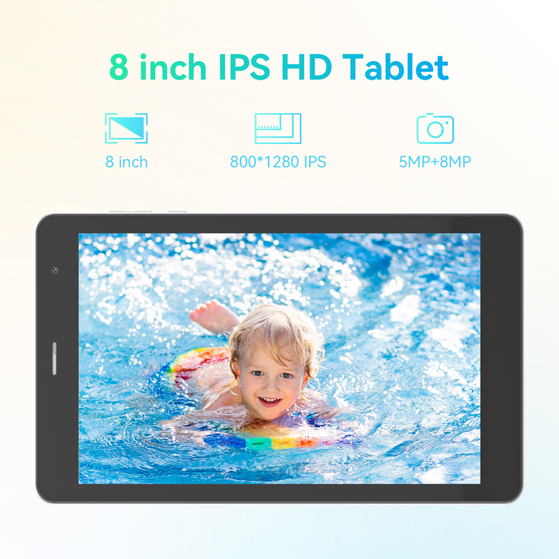 C idea Youth silver 8 Inch Tablet Android 15 dengan slot kartu tf, WiFi,8GB +512GB, 800*1280 IPS incell CM828