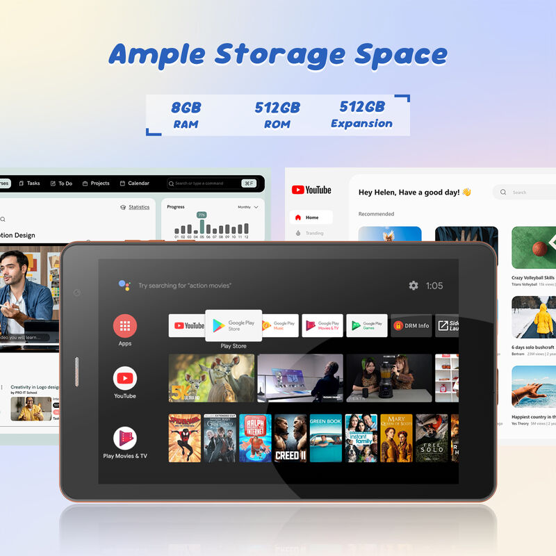 C idea 7 inci Tablet Wifi dengan Casing Penyimpanan 8+256GB Prosesor Quad Core Layar Sentuh IPS 600x1024 CM517 air