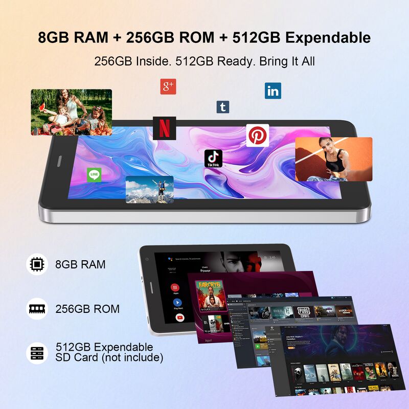 C idea 7 Inch Android Smart Tablet 8+256GB 8*CortexTm-A53 WiFi Tablet HD Touch Screen CM517 udara