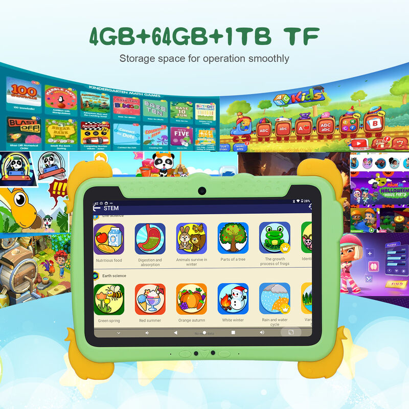 C idea Kids Tab 10.1inch Android 13 Tablet untuk Anak 4GB RAM 64GB ROM Perlindungan Mata Layar sentuh untuk anak-anak 3-8 tahun