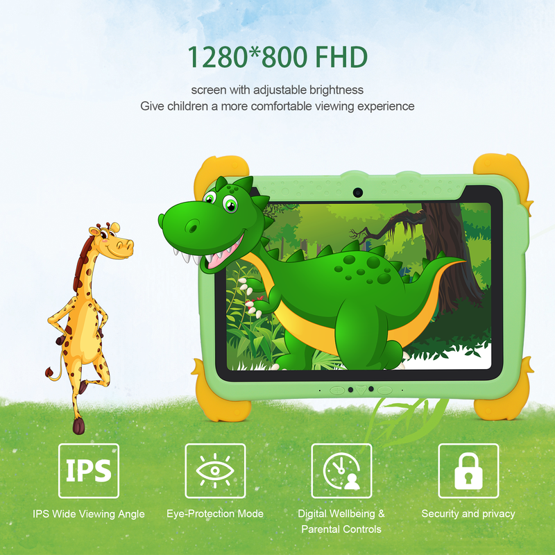 C idea Kids Tab 10.1inch Android 13 Tablet untuk Anak 4GB RAM 64GB ROM Perlindungan Mata Layar sentuh untuk anak-anak 3-8 tahun