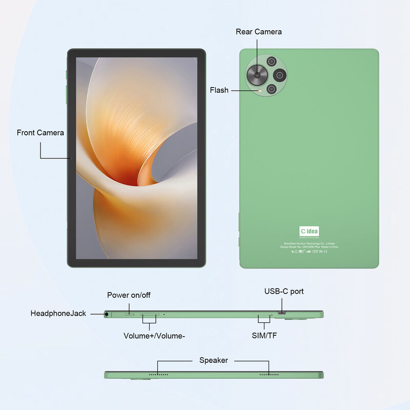 C Idea Factory 10.36 Inch Tablet 8GB RAM + 1TB ROM Dual Camera Android 14 Tablet Dengan Kartu SIM untuk Dewasa CM10500 Plus (Hijau)
