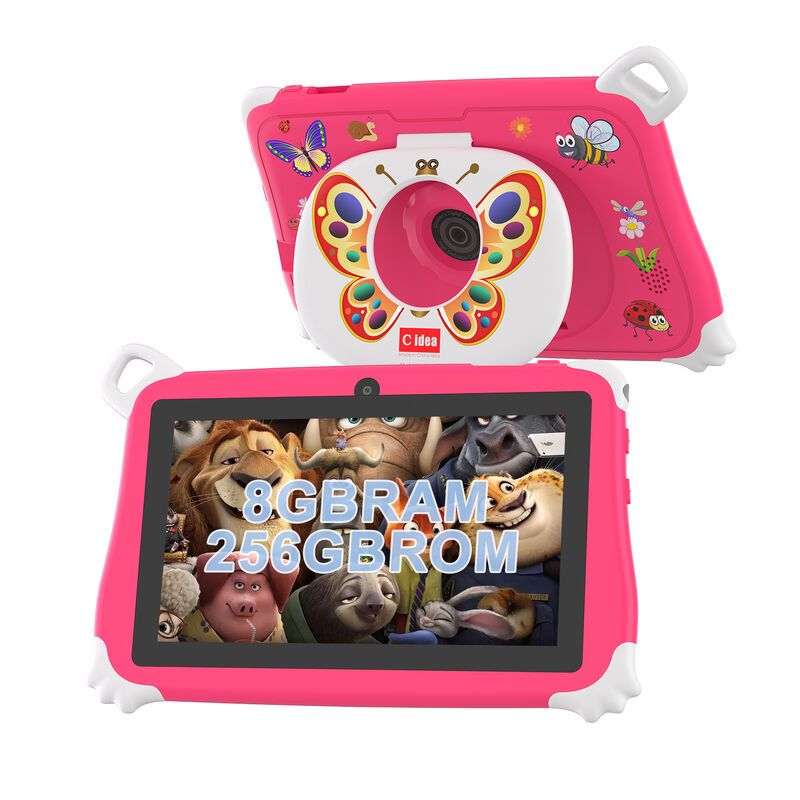 C Idea Tablet PC Anak Baru 7 Inci 8GB RAM 256GB ROM Android 16 Wi-Fi Tahan Jatuh Penggunaan Pendidikan (CM86-Pink)