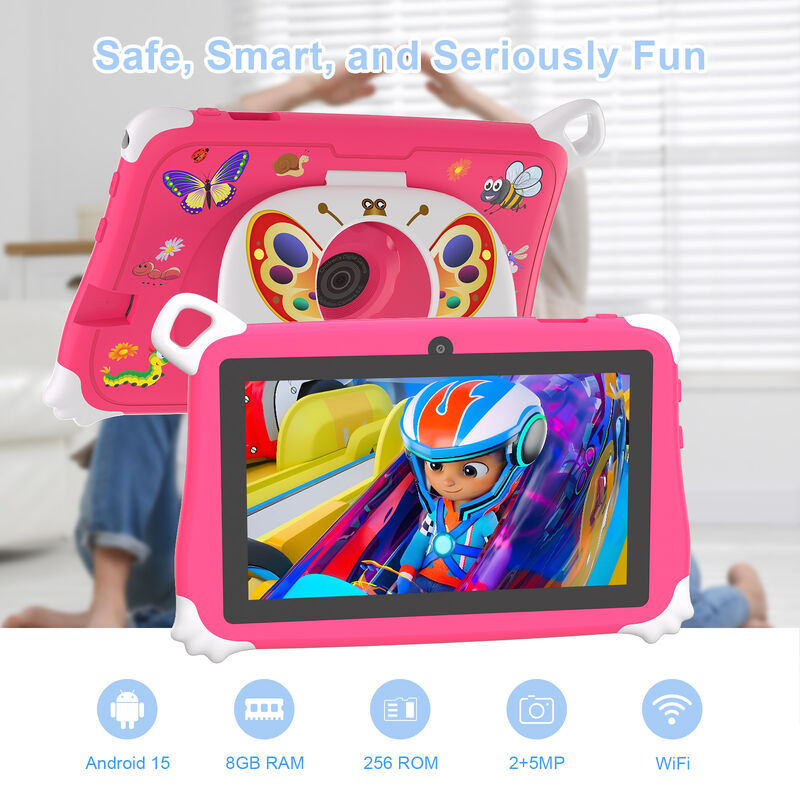 C Idea Tablet PC Anak Baru 7 Inci 8GB RAM 256GB ROM Android 16 Wi-Fi Tahan Jatuh Penggunaan Pendidikan (CM86-Pink)