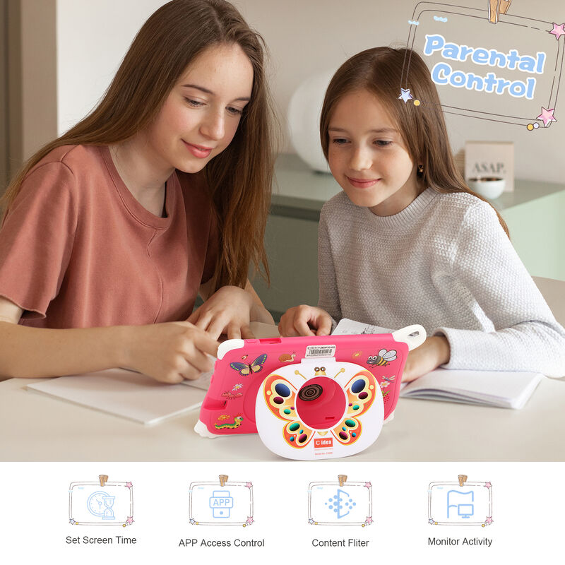 C Idea Tablet PC Anak Baru 7 Inci 8GB RAM 256GB ROM Android 16 Wi-Fi Tahan Jatuh Penggunaan Pendidikan (CM86-Pink)