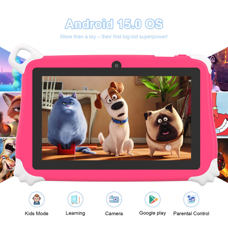 C Idea Tablet PC Anak Baru 7 Inci 8GB RAM 256GB ROM Android 16 Wi-Fi Tahan Jatuh Penggunaan Pendidikan (CM86-Pink)