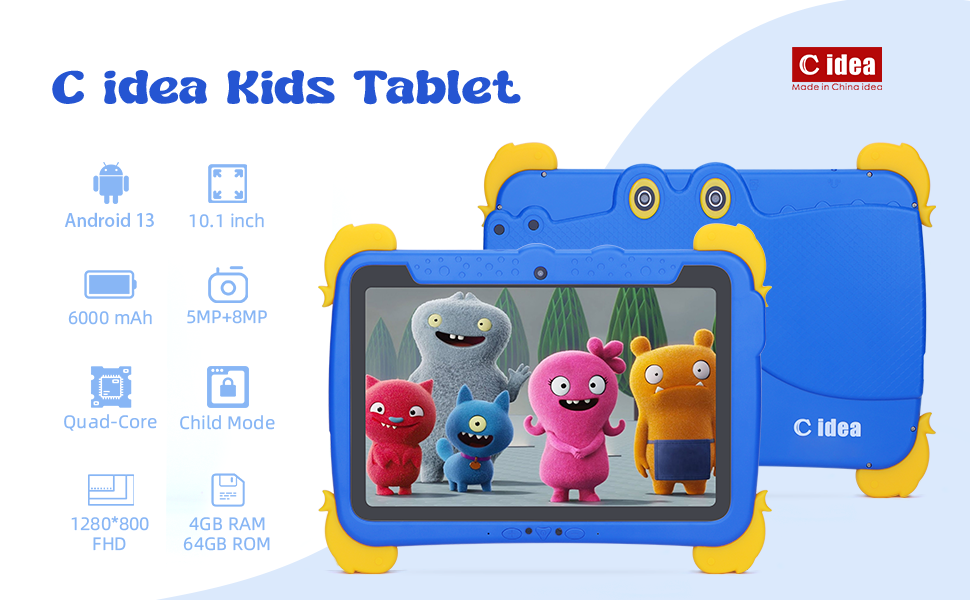 C idea 10.1 inci Anak Tablet PC Dengan Kasus Perlindungan Mata ips HD Screen Pra-Install IWAWA P1150
